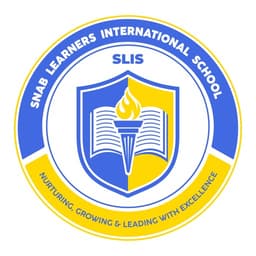 SNAB Learners International School (SLIS) crest — a blue and gold shield with an open book and torch